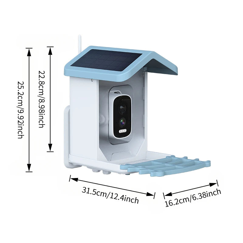 Smart Bird Feeder with Camera AI Bird Species Identify Solar Powered Wireless Outdoor 5MP HD WiFi Bird Camera for Outside Garden