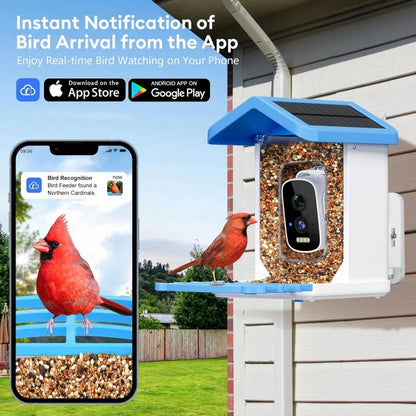 Smart Bird Feeder with Camera AI Bird Species Identify Solar Powered Wireless Outdoor 5MP HD WiFi Bird Camera for Outside Garden