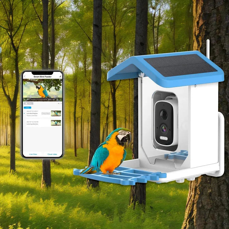 Smart Bird Feeder with Camera AI Bird Species Identify Solar Powered Wireless Outdoor 5MP HD WiFi Bird Camera for Outside Garden