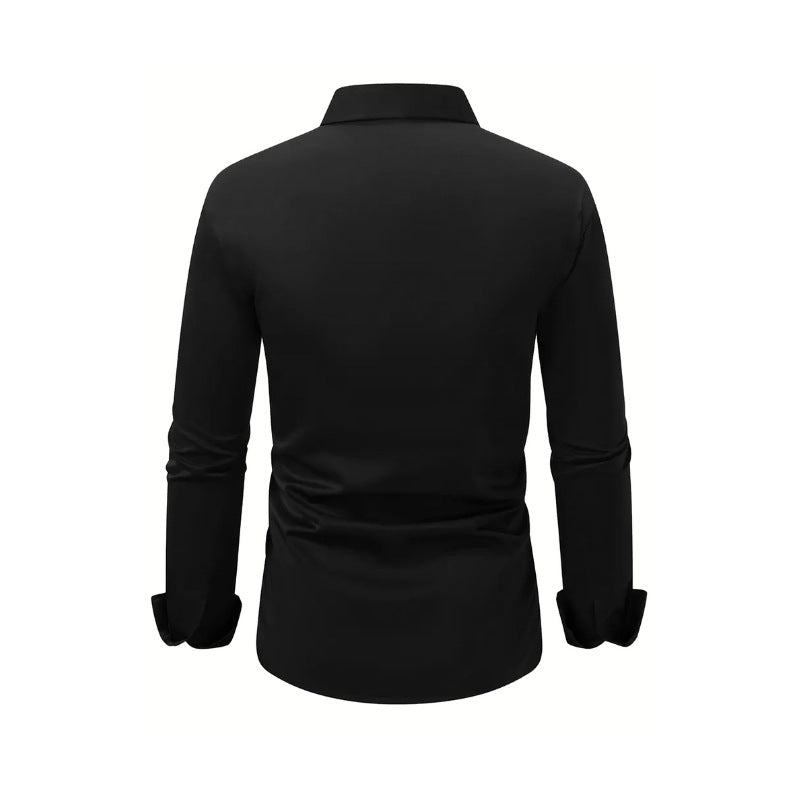 Men's long-sleeved solid-color shirt