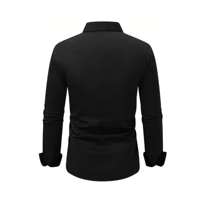 Men's long-sleeved solid-color shirt
